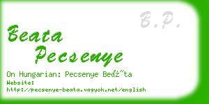 beata pecsenye business card